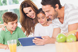 Family using a tablet pc