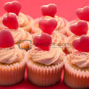 Valentines cupcakes with love hearts