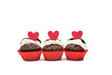 Three chocolate valentines cupcake