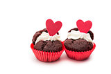 Two chocolate valentines cupcakes