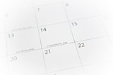Calendar with focus of valentines day