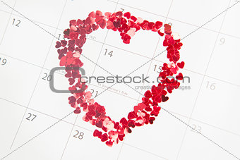 Confetti heart shape marking valentines day