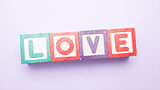 Building blocks spelling out love