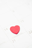 Pink heart marking valentines day
