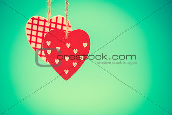 Two hanging heart decorations