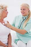 Home nurse and patient talking