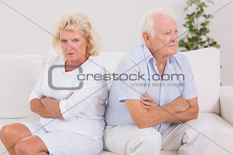 Elderly woman being angry against a man