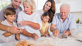 Multigeneration family baking together