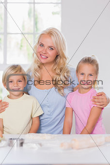 Blonde smiling family at the camera