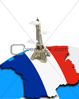 Eiffel tower on France map