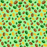 Coffee bean background with green yeloow and brown color