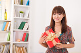 chinese girl with present and shopping 