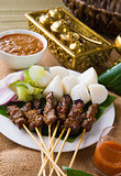 Satay a traditional malaysian indonesian roasted meat skewer