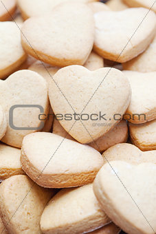 Valentine themed heart shaped shortbread cookies