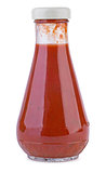 Glass bottle with tomato ketchup
