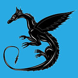 Black dragon on the blue
