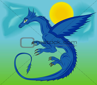 Blue dragon in the sky