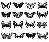 Set Of Black And White Butterflies