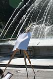 Easel at fountain