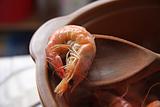 Whole cooked prawns