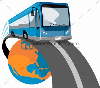 Coach bus with globe