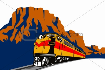 Train with mountain in the background