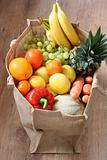 Assortment of fruit and vegetable in ecological bag