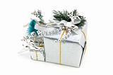 Silver christmas gift box