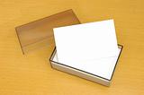 A box of blank business card