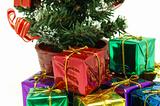 Close up of presents under christmas tree
