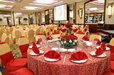 Table setting in wedding banquet