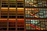 Office building in orange lighting
