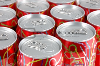 Red soda cans background