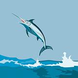 Blue marlin jumping