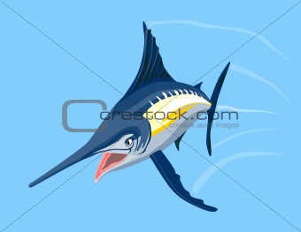 Blue marlin jumping