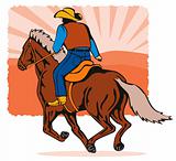 Rodeo cowboy on horseback