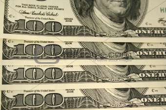 Front of a one hundred dollar bill background