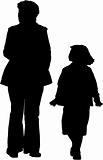 vector image of a woman and a girl on walk