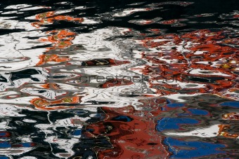 Colorful Reflection Makes Water Abstract