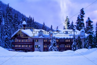 Hotel in snow
