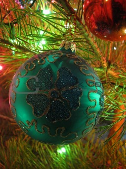 Ball on new year fir tree