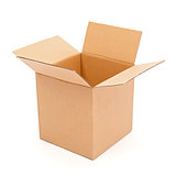 Empty, open cardboard box