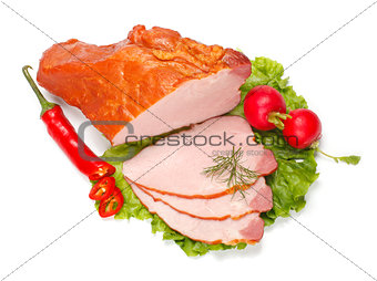 Boiled ham and vegetables