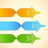 paper airplane in travel infographic banner