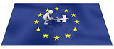 3d man finalizing European Union flag puzzle