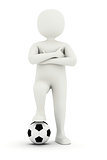 3d man holding foot on soccer ball