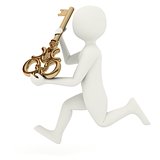 3d man running with big key