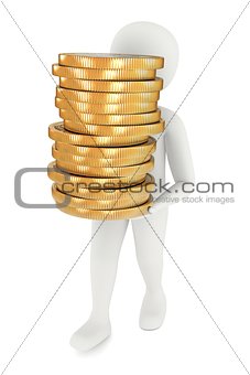 3d man carrying coins