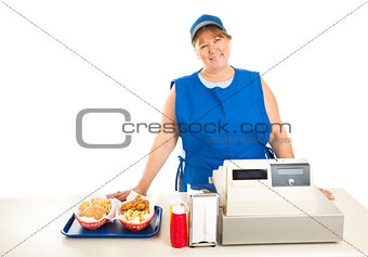 Fast Food Restaurant Worker Smiling