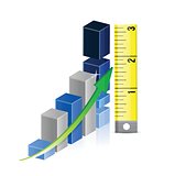 Tape measure bar graph concept illustration